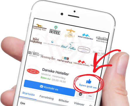 Danske Hoteller Facebookside Mobil i hånd Mockup